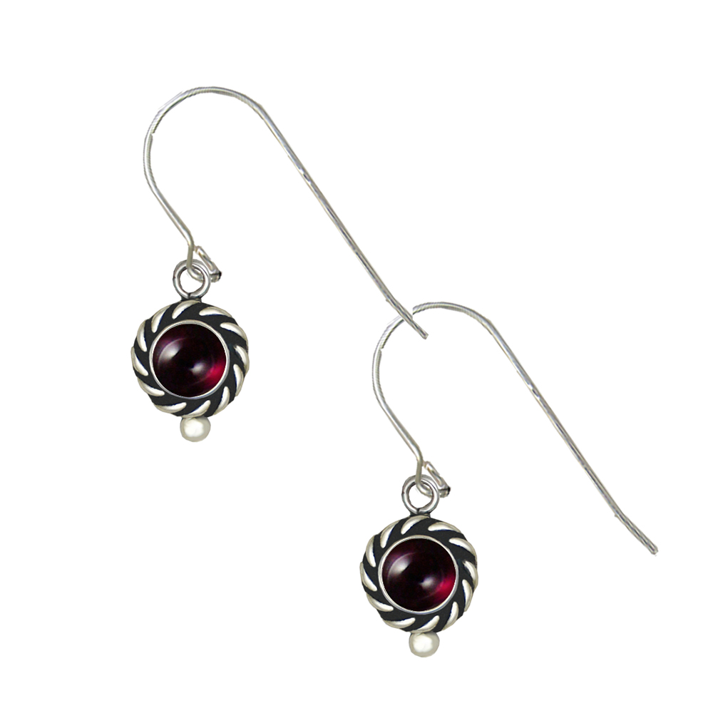 Sterling Silver Little Garnet Gemstone Drop Dangle Earrings